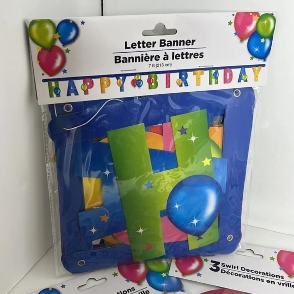 Swirl Birthday Decorations, Birthday Banners